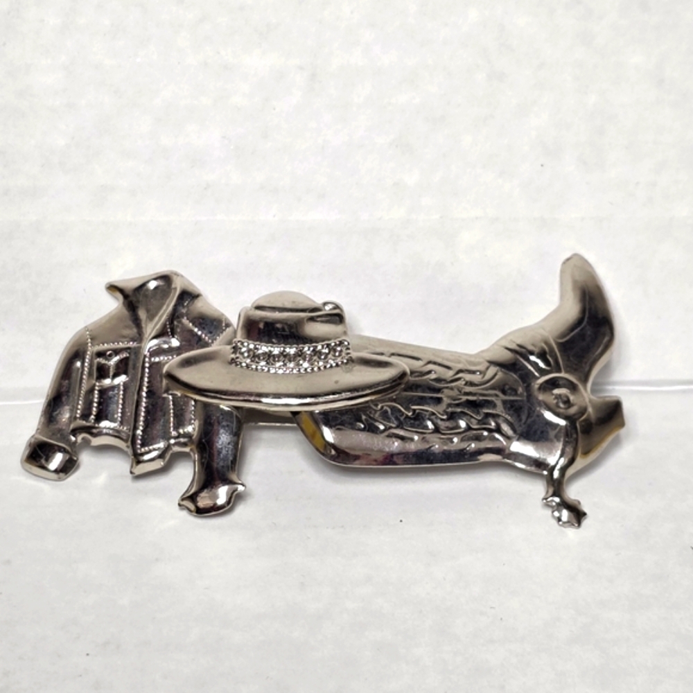 Silver Cowboy Boot and Hat Hair Clip